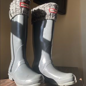 Hunter Women's Original Tall Rain Boot with Waffle Cuff Tall Boot Socks